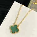 VCA CLOVER 15MM MALACHITE SINGLE FLOWER NECKLACE