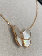 VCA BUTTERFLY GOLD MOP DIAMOND NECKLACE