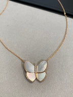 VCA BUTTERFLY GOLD MOP DIAMOND NECKLACE