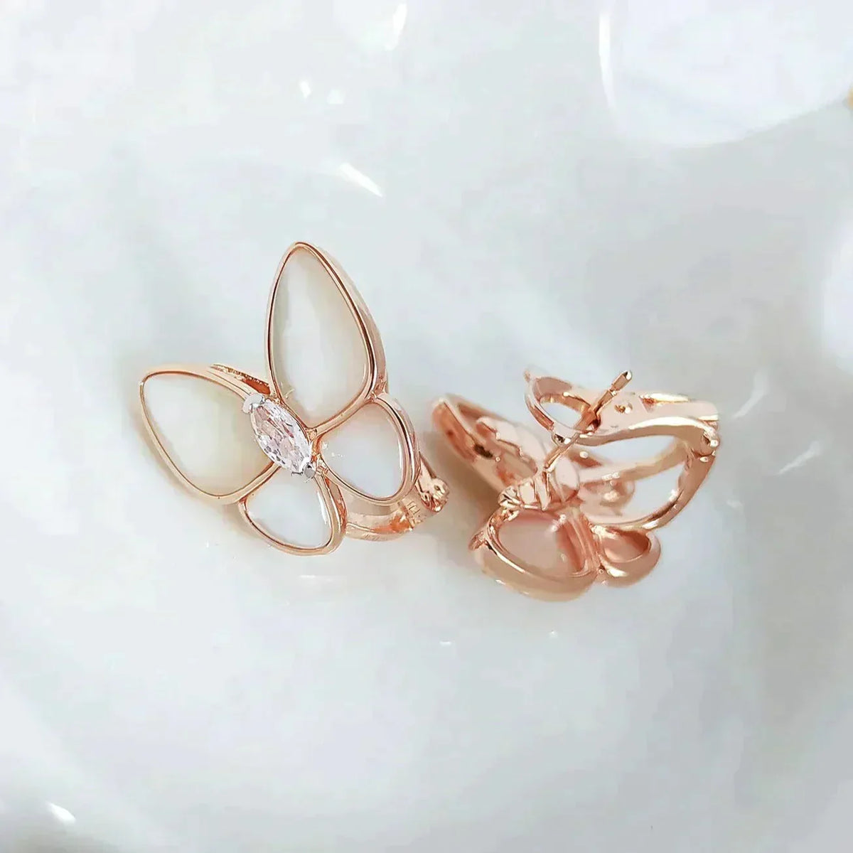 VCA BUTTERFLY MOP DIAMOND EARRINGS