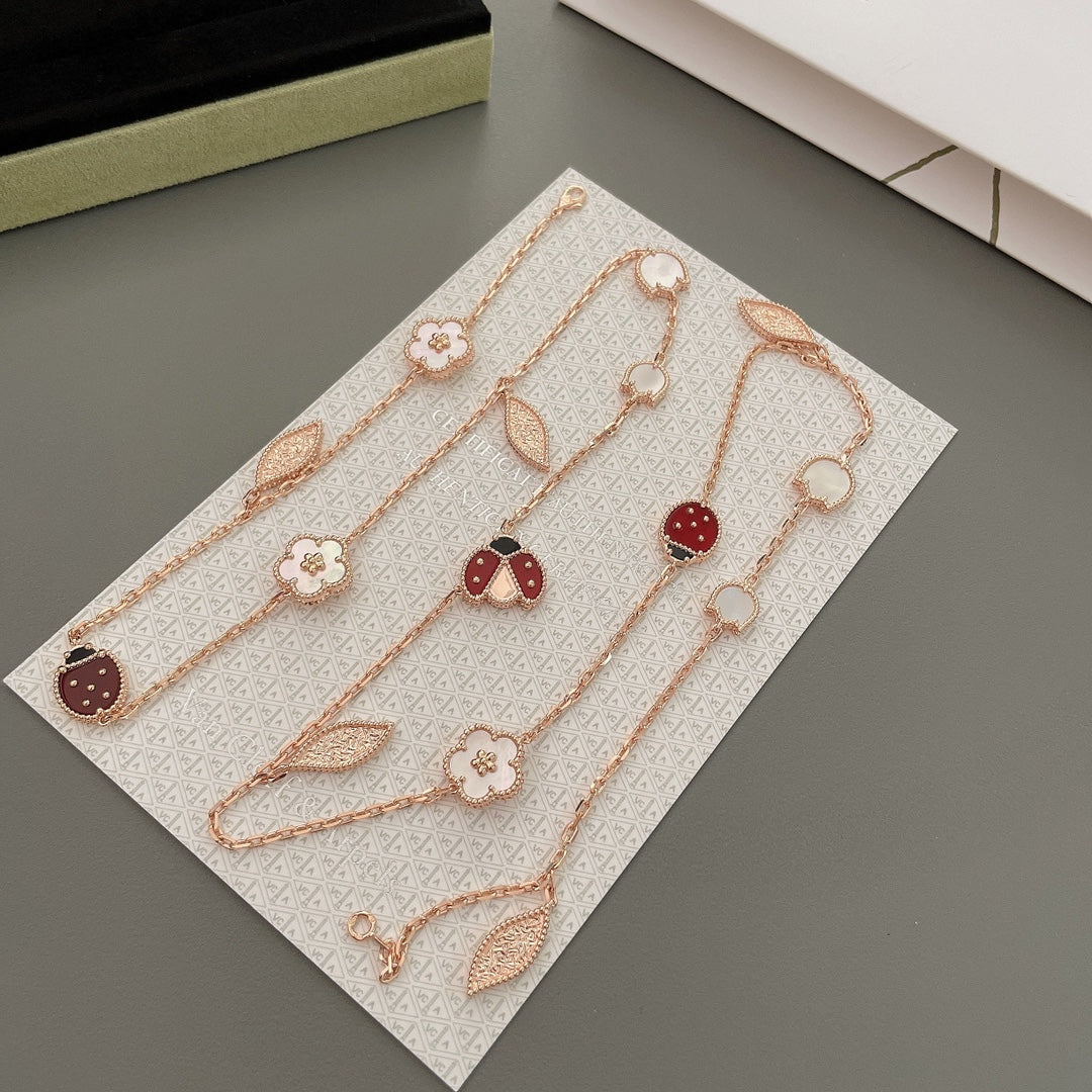 VCA LUCKY SPRING 15 MOTIFS ROSE GOLD NECKLACE