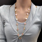 VCA CLOVER 20 MOTIFS PINK MOP NECKLACE