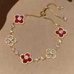 VCA CLOVER 5 MOTIF PINK BLUE RED WHITE BRACELET