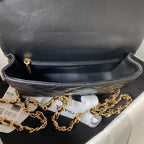 chanel-flap-bag-gold-top-handle-black-13x21x8cm Handle