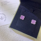 VCA CLOVER MINI 9.5MM PURPLE VIOLET EARRINGS
